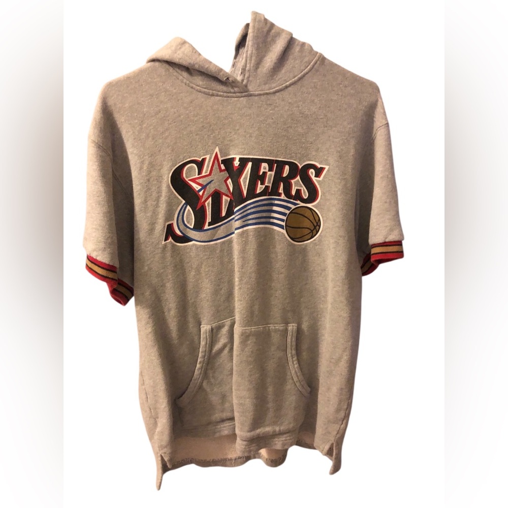 Mitchell & Ness Men's NBA Philadelphia 76ers French Terry Short Sleeve Hoodie